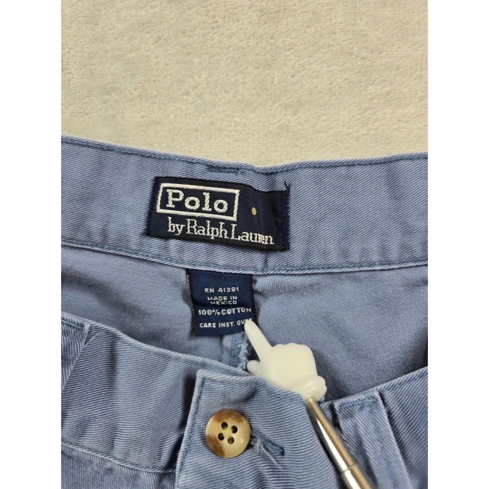 Polo Ralph Lauren Chino Shorts Mens 34 Blue Gray 100% Cotton Flat Front Classic